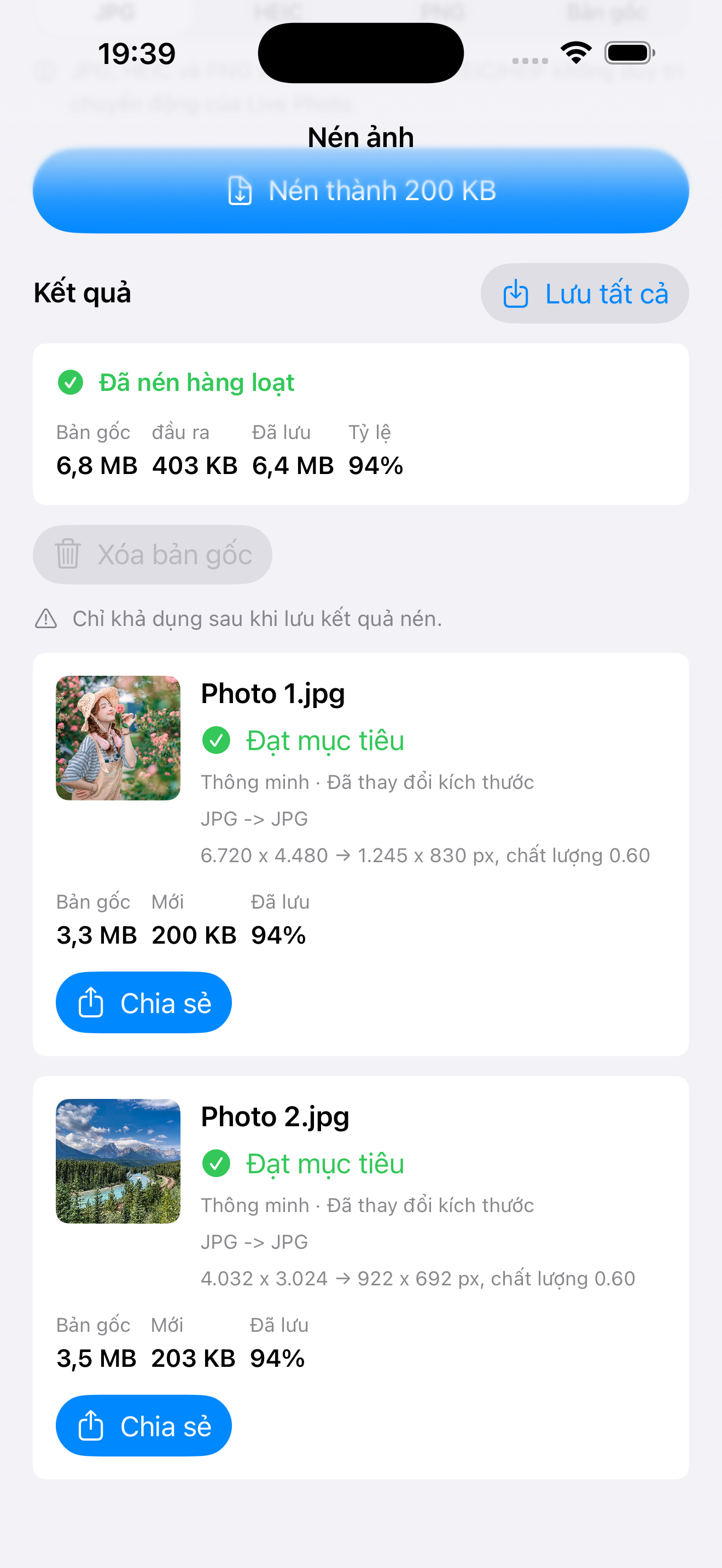 Hàng loạt và chia sẻ