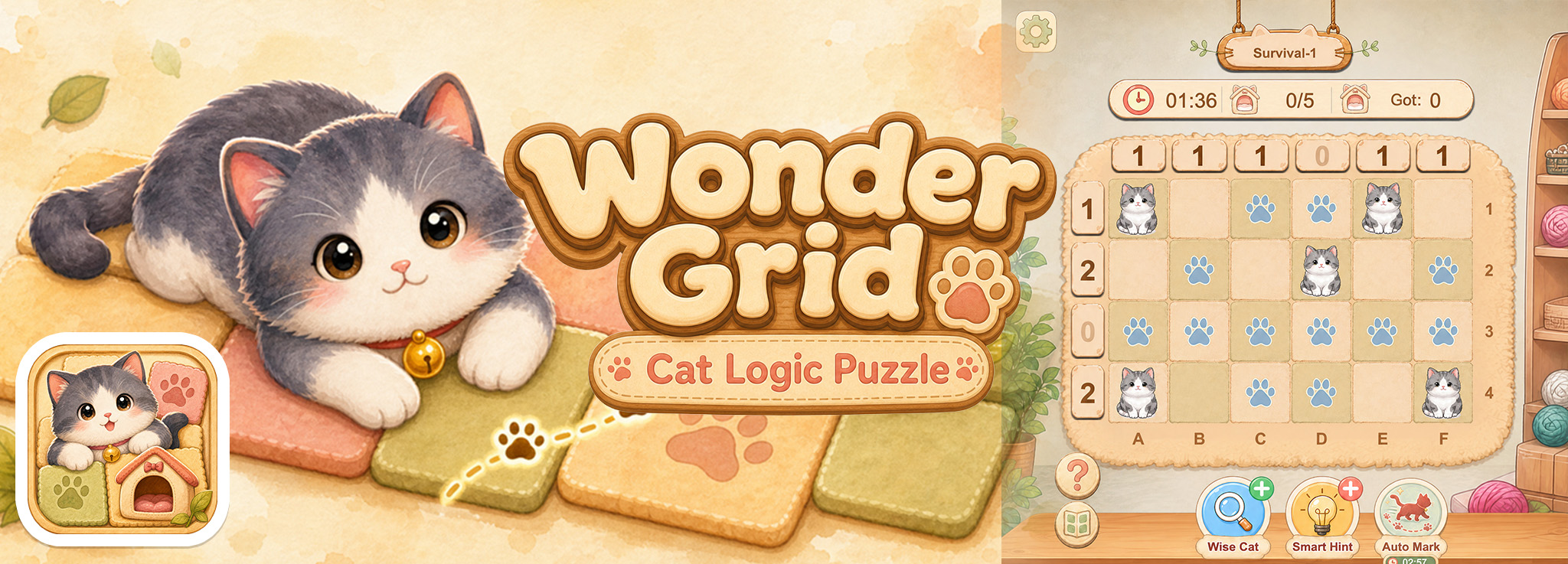 Wonder Grid:Cat Logic Puzzle